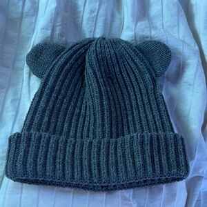 Cozy Knit Bear Ear Hat for Kids - grey